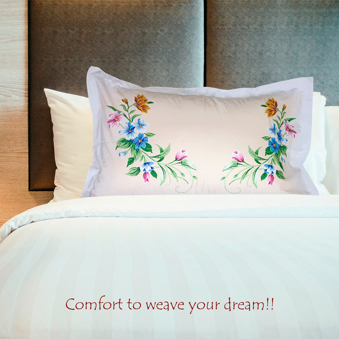 Pillow Covers-Printed- Corner Bouquets- Pair