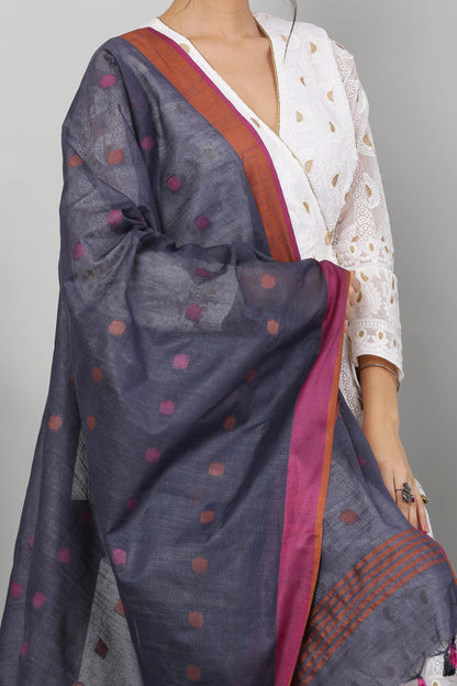 Dupatta-Cotton Slub- Gray