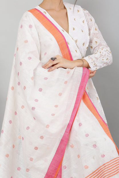 Dupatta-Cotton Slub -White