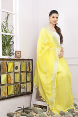 Dupatta-Cotton Linen -Yellow