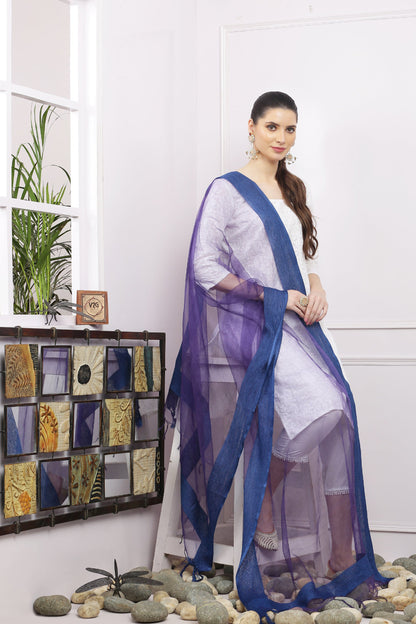 Dupatta-Bhagalpuri Tissue - Blue