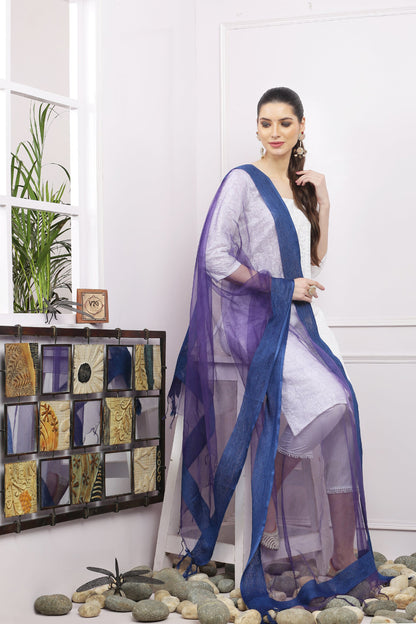 Dupatta-Bhagalpuri Tissue - Blue
