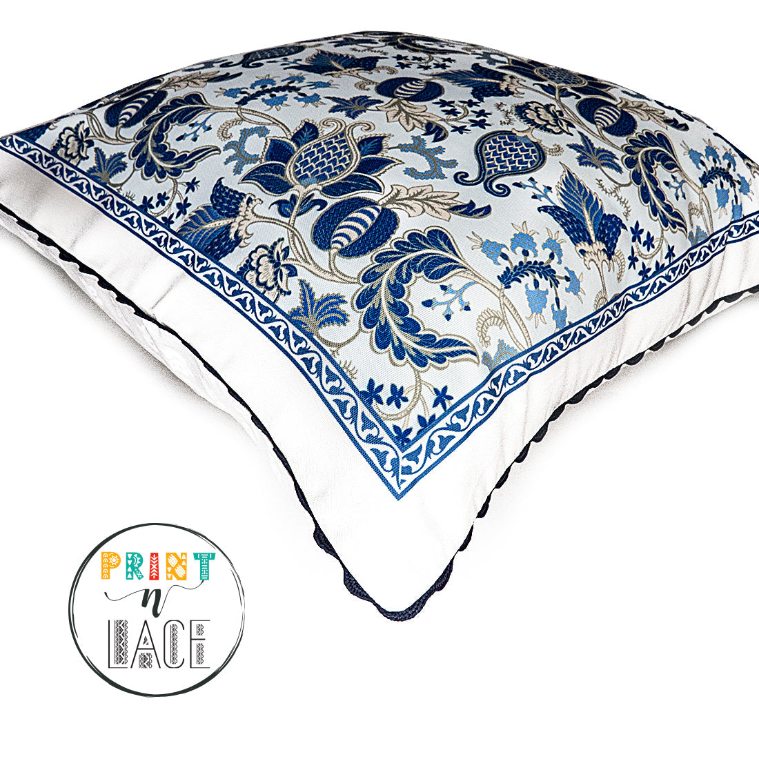 Print n Lace 030(cream n blue)