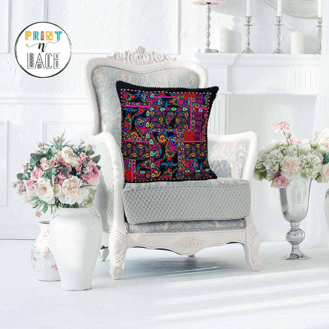 Print n Lace 022(black n multi)
