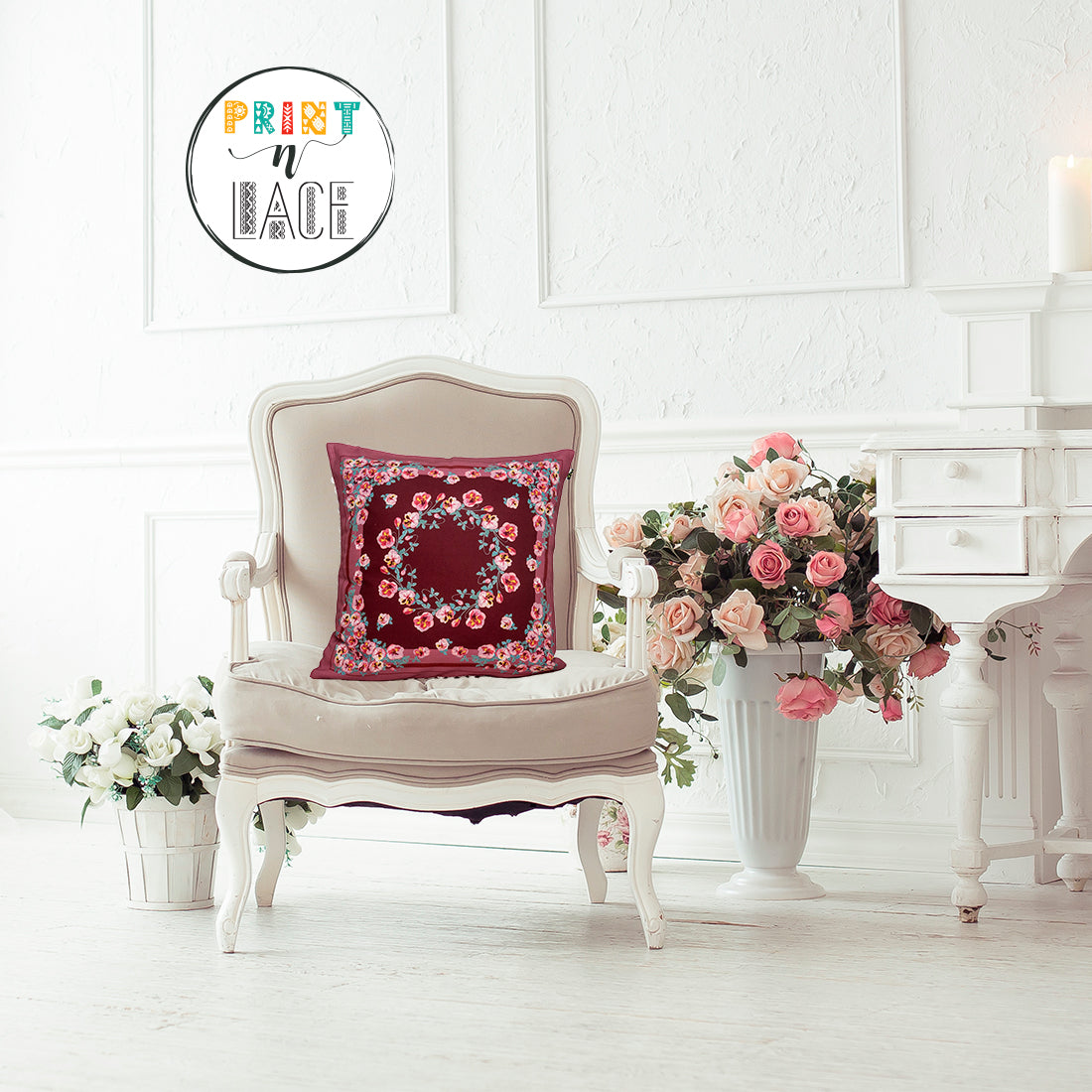 Print n Lace 016(carrot pink n maroon)