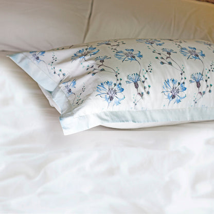 Pillow Covers-Printed- Blue Daisies- Pair