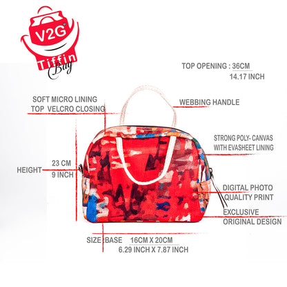 Tiffin- Lunch Bag-Red Splash Pattern 14