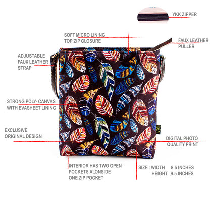 Sling Bag - Colored Feathers