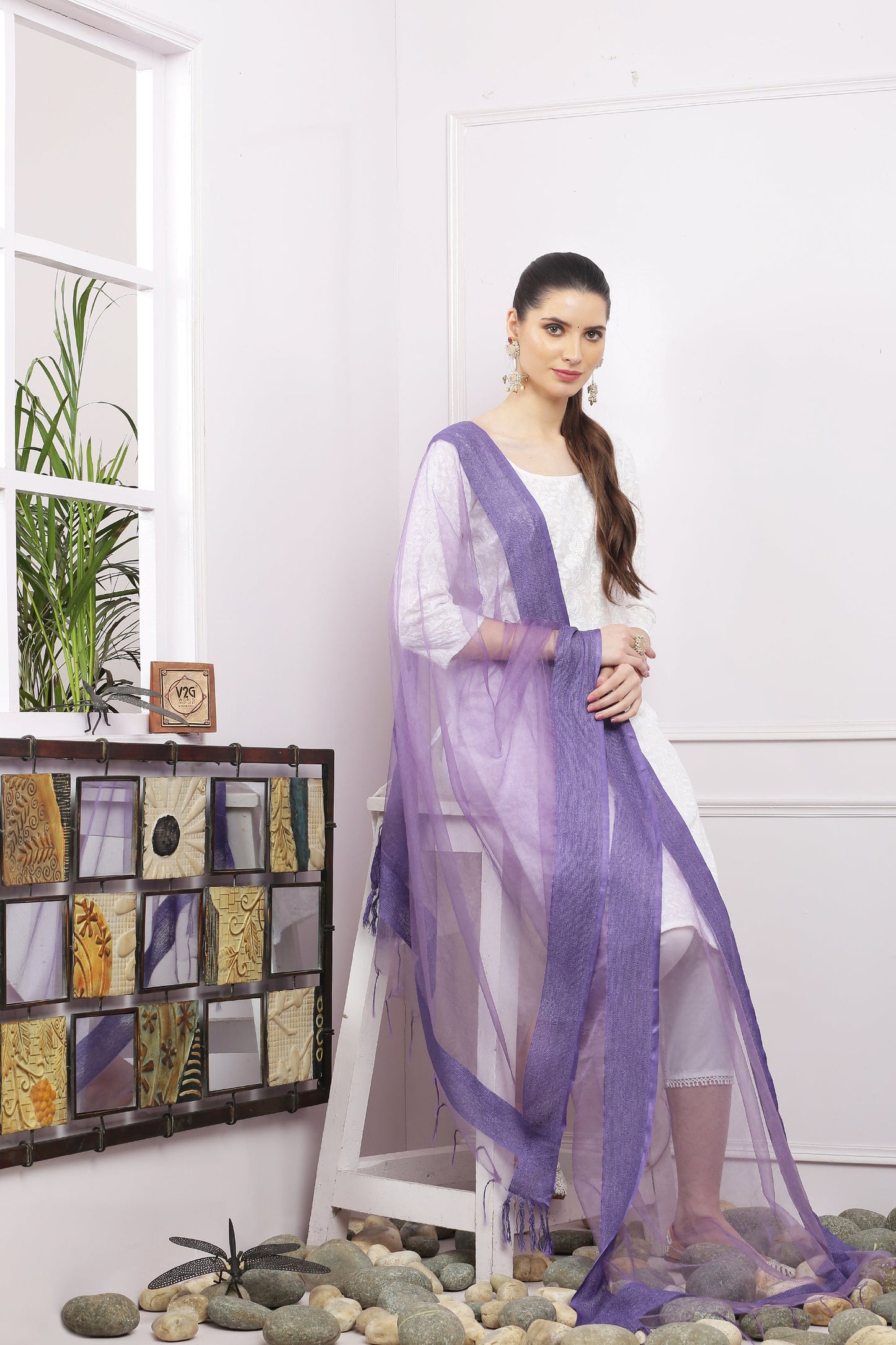 Dupatta-Bhagalpuri Tissue- Purple