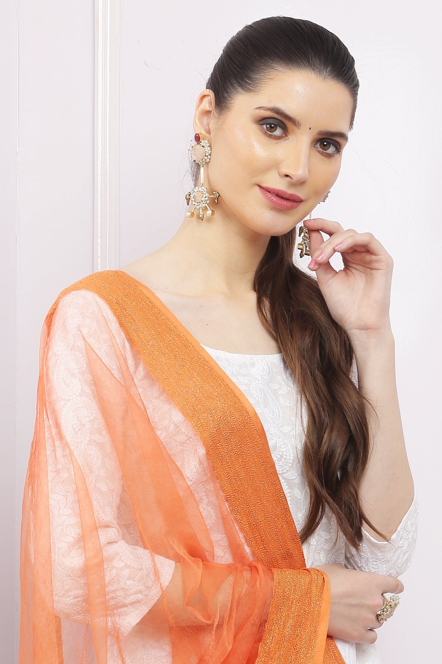Dupatta-Bhagalpuri Tissue- Orange