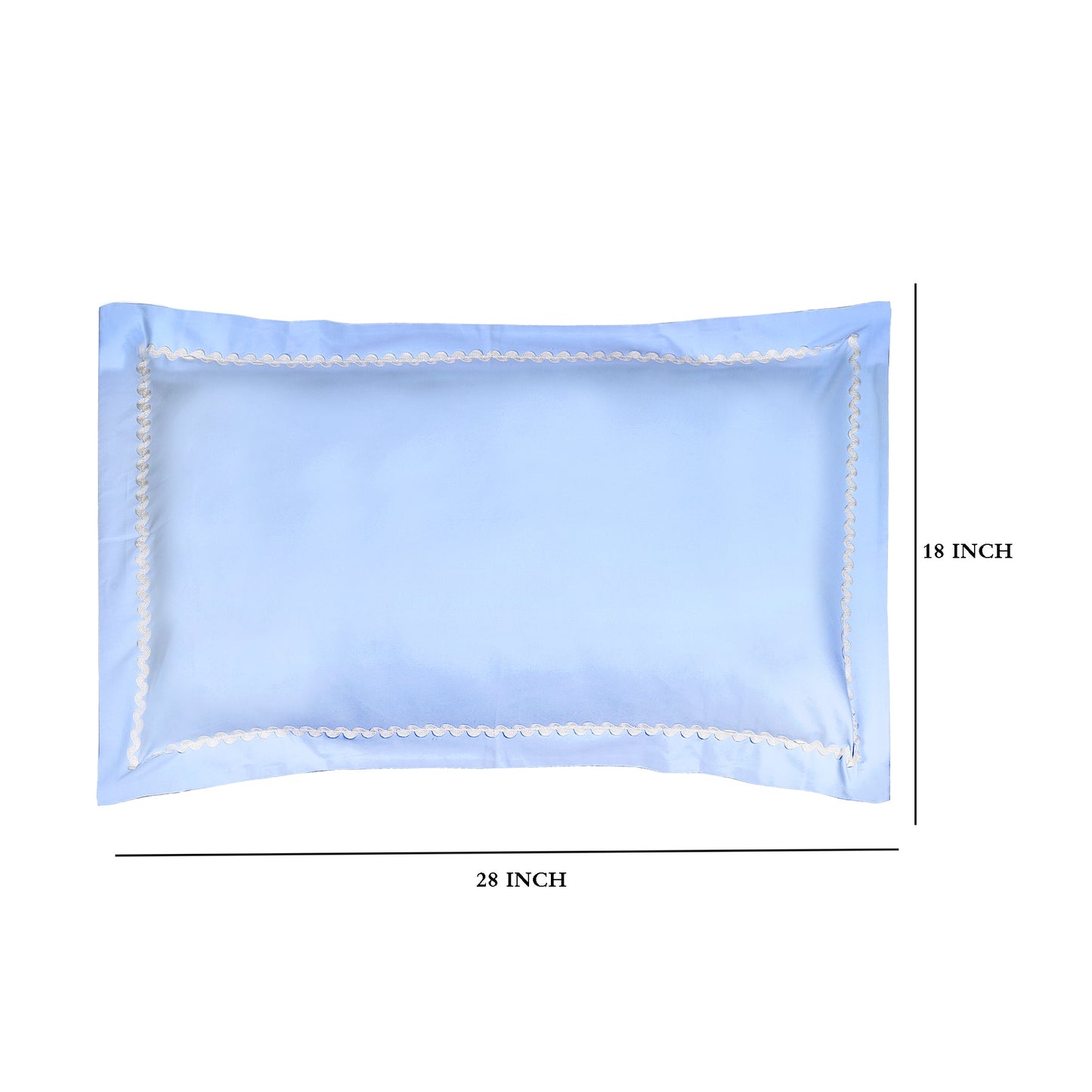 Pillow Covers- Plain Color-Sky Blue with Lace- Pair