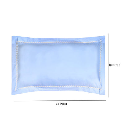 Pillow Covers- Plain Color-Sky Blue with Lace- Pair