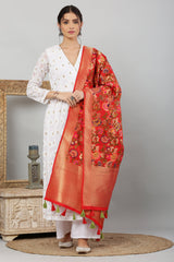 Dupatta-Banarasi Multi Mina Jaal- Red