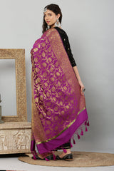 Dupatta-Banarasi Intricate Jaal Pattern- Purple