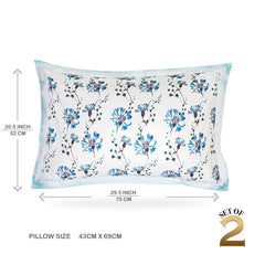 Pillow Covers-Printed- Blue Daisies- Pair
