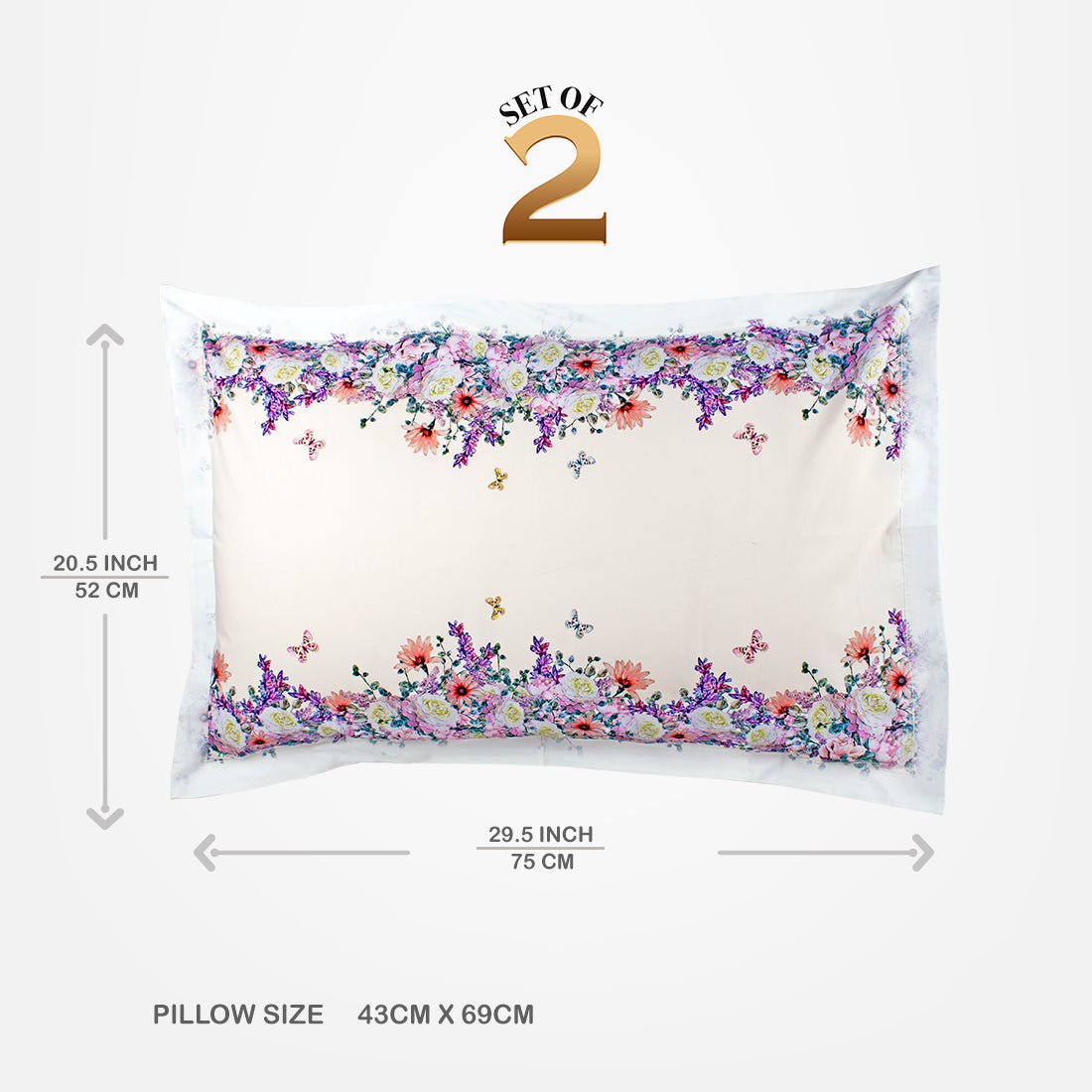 Pillow Cover-Printed- Butterfly Gardenia- Pair