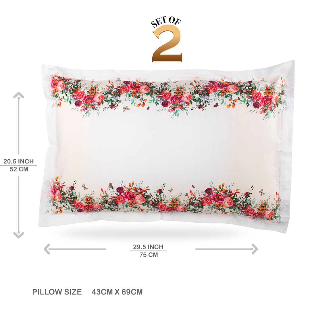 Pillow Covers-Printed-Flower Scallop-Pair