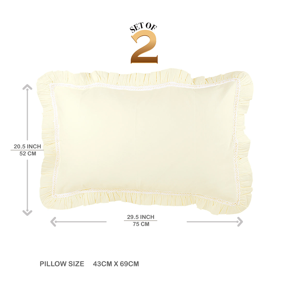 Pillow Covers-Plain Color-Light Yellow- Pair