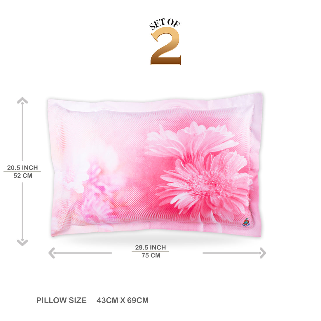 Pillow Covers-Printed-Pink Dhalias- Pair