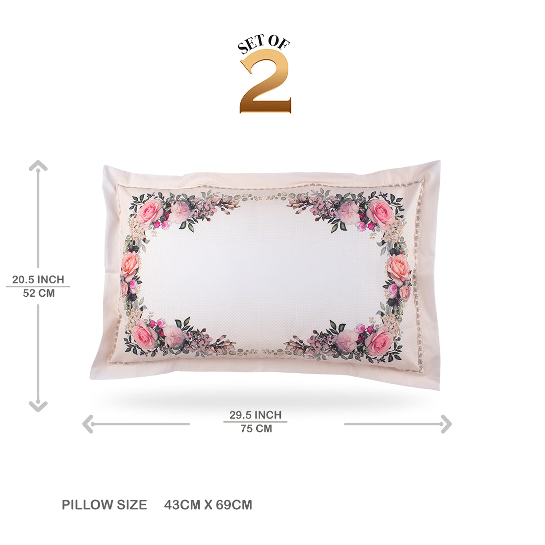 Pillow Covers-Printed- Oriental Roses-Pair