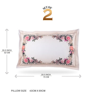 Pillow Covers-Printed- Oriental Roses-Pair