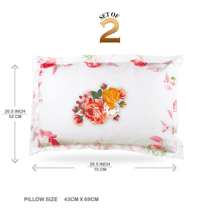 Pillow Covers-Printed-Roses- Pair