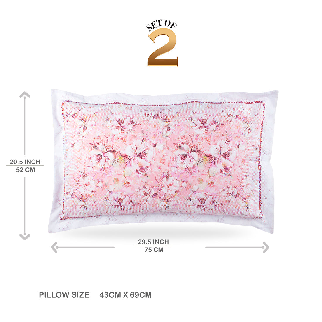 Pillow Covers-Printed-Rose Bed- Pair