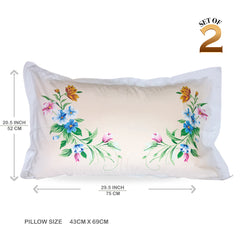 Pillow Covers-Printed- Corner Bouquets- Pair