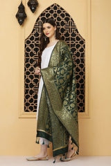 Dupatta - Banarasi Intricate Jaal Pattern - Bottle Green