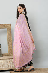 Dupatta- Banarasi Pure Chiffon-Pink