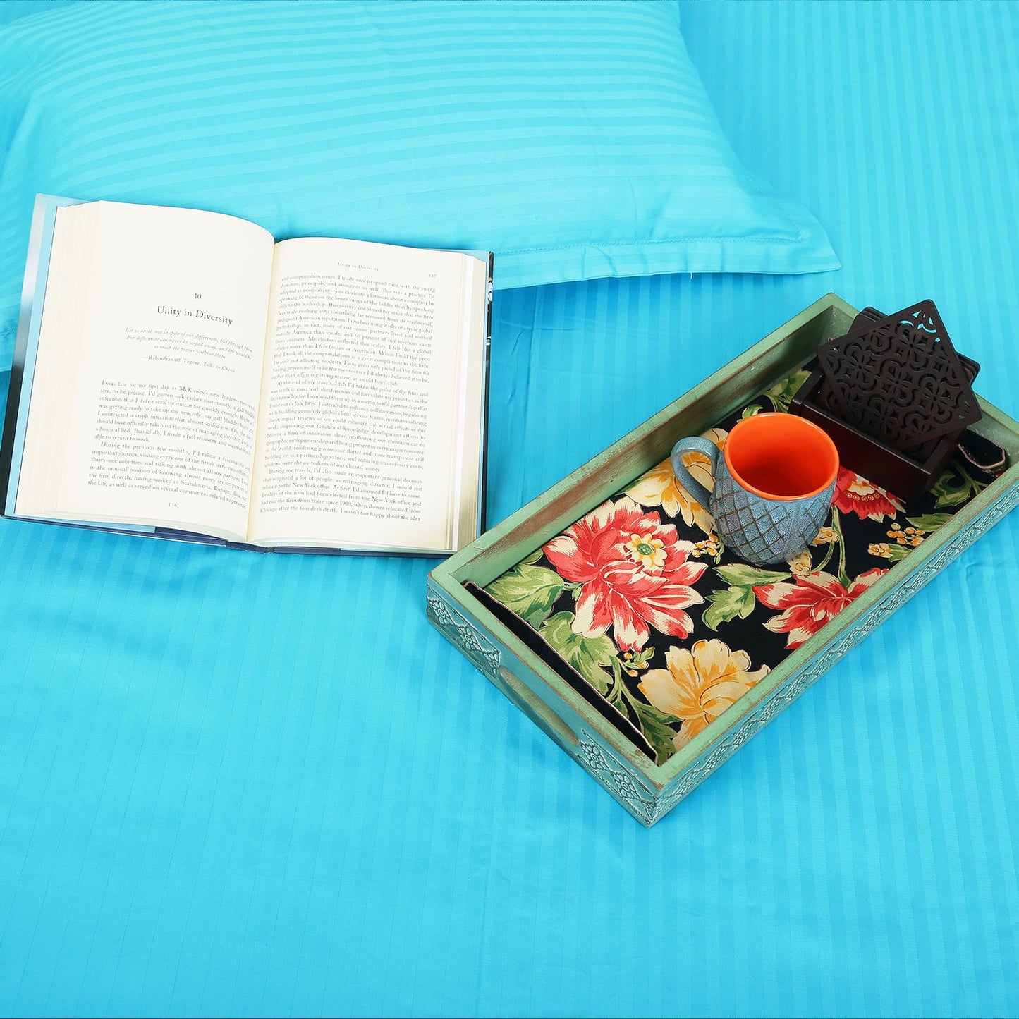 Cotton Bedsheet - Double Bed - Turquoise Blue