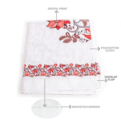 Pillow Covers-Orange Ornamental Flower- Pair