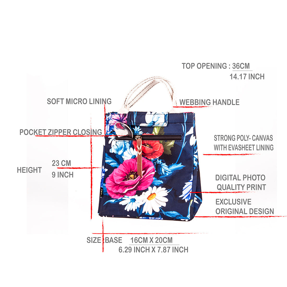 Lunch Bag-Blue Floral