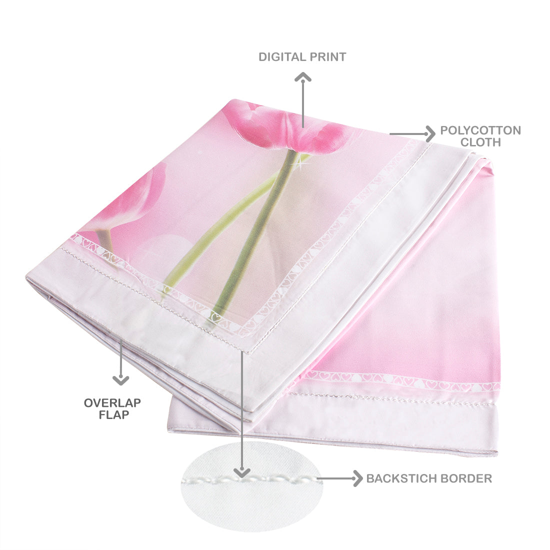 Pillow Covers-Printed- Pink Tulips- Pair