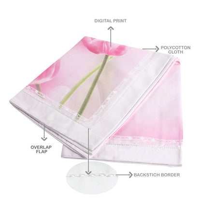 Pillow Covers-Printed- Pink Tulips- Pair