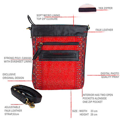 Sling Bag- Red Mughal Print