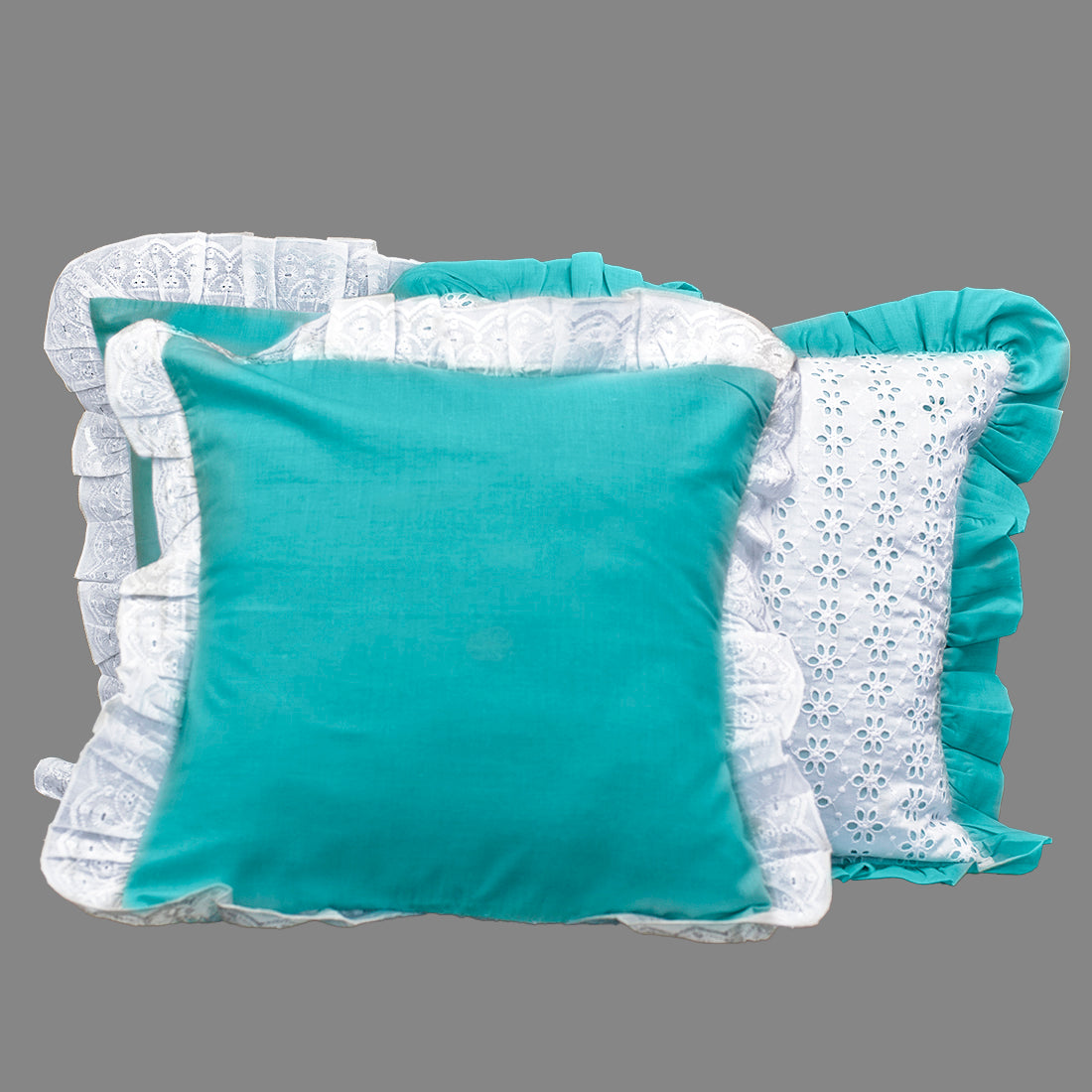 Cushion Cover-Kåpåås Collection II 16 II Set of 3 (Aqua Blue)