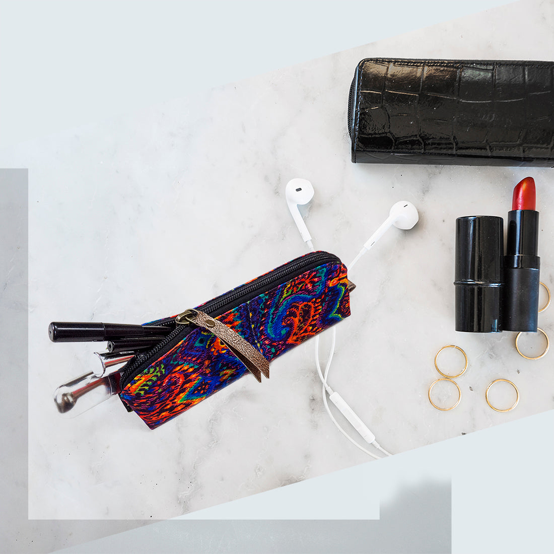 Stationary or MakeUp Pouch- Patola Rug