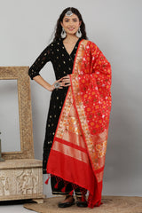 Dupatta-Banarasi Paithani Pattern- Red