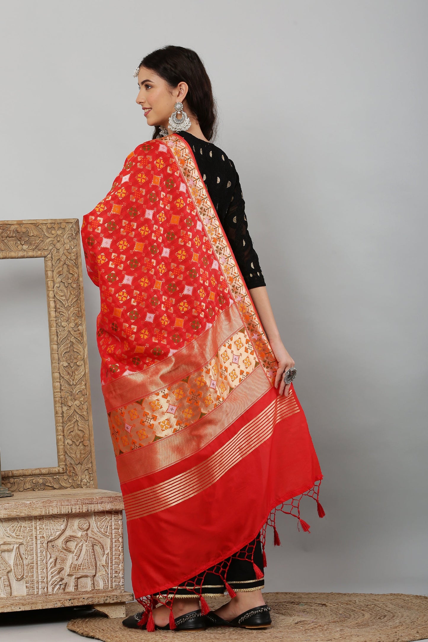 Dupatta-Banarasi Paithani Pattern- Red