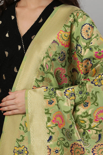 Dupatta-Banarasi Multi Mina Jaal- Green