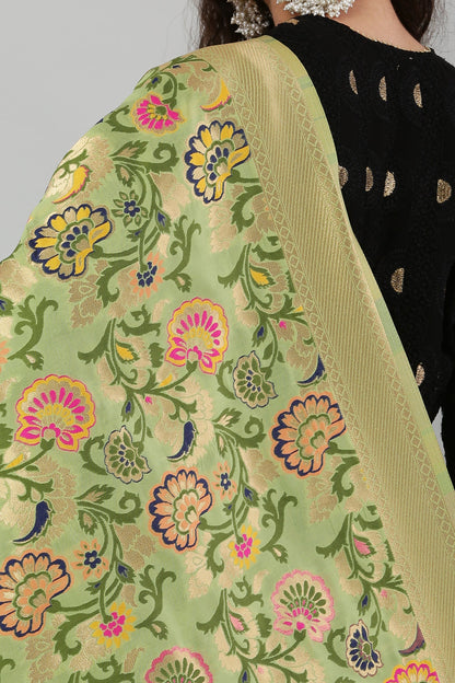Dupatta-Banarasi Multi Mina Jaal- Green