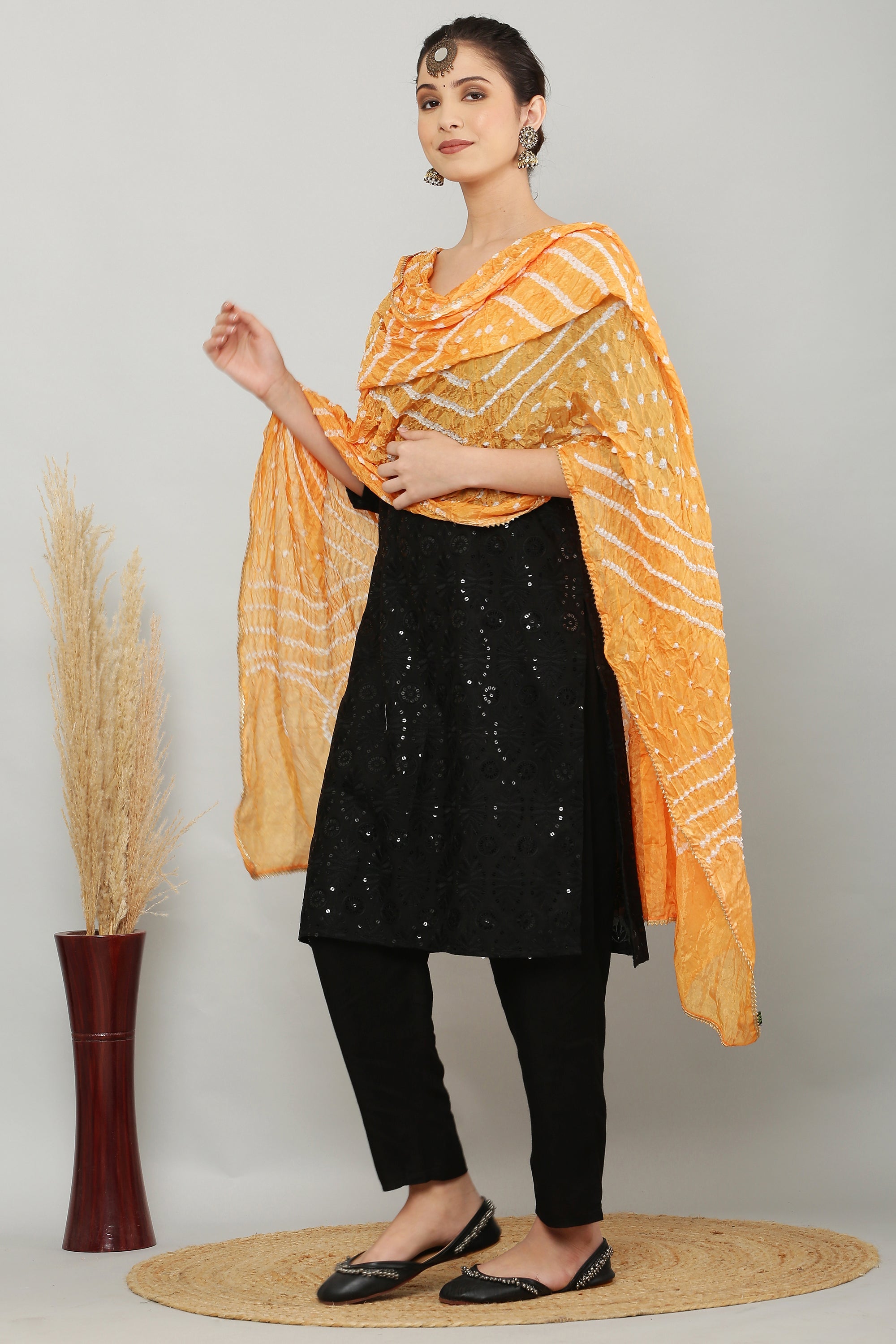 Dupatta-Bandhani Beauties - Peach