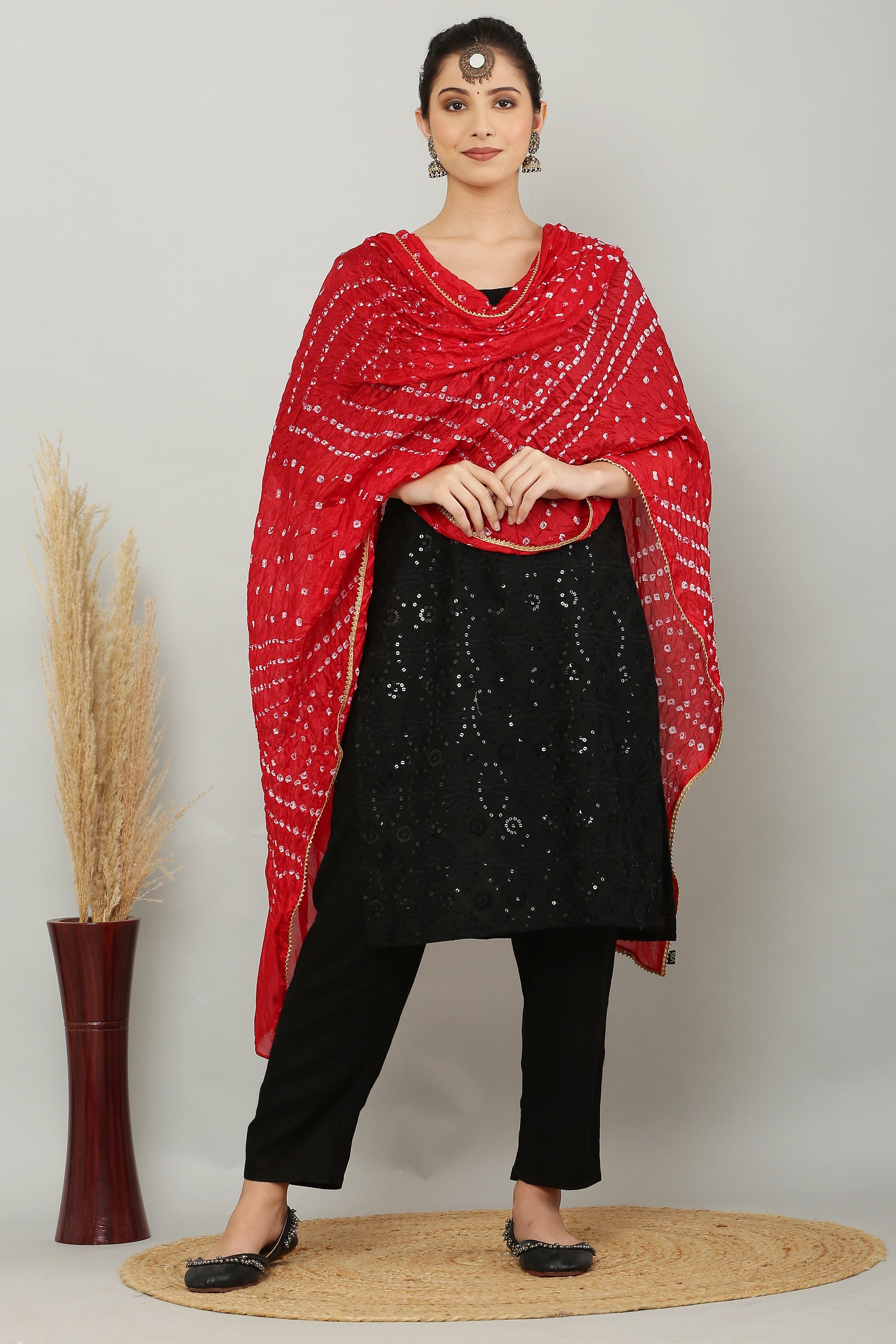 Dupatta-Bandhani Beauties - Red