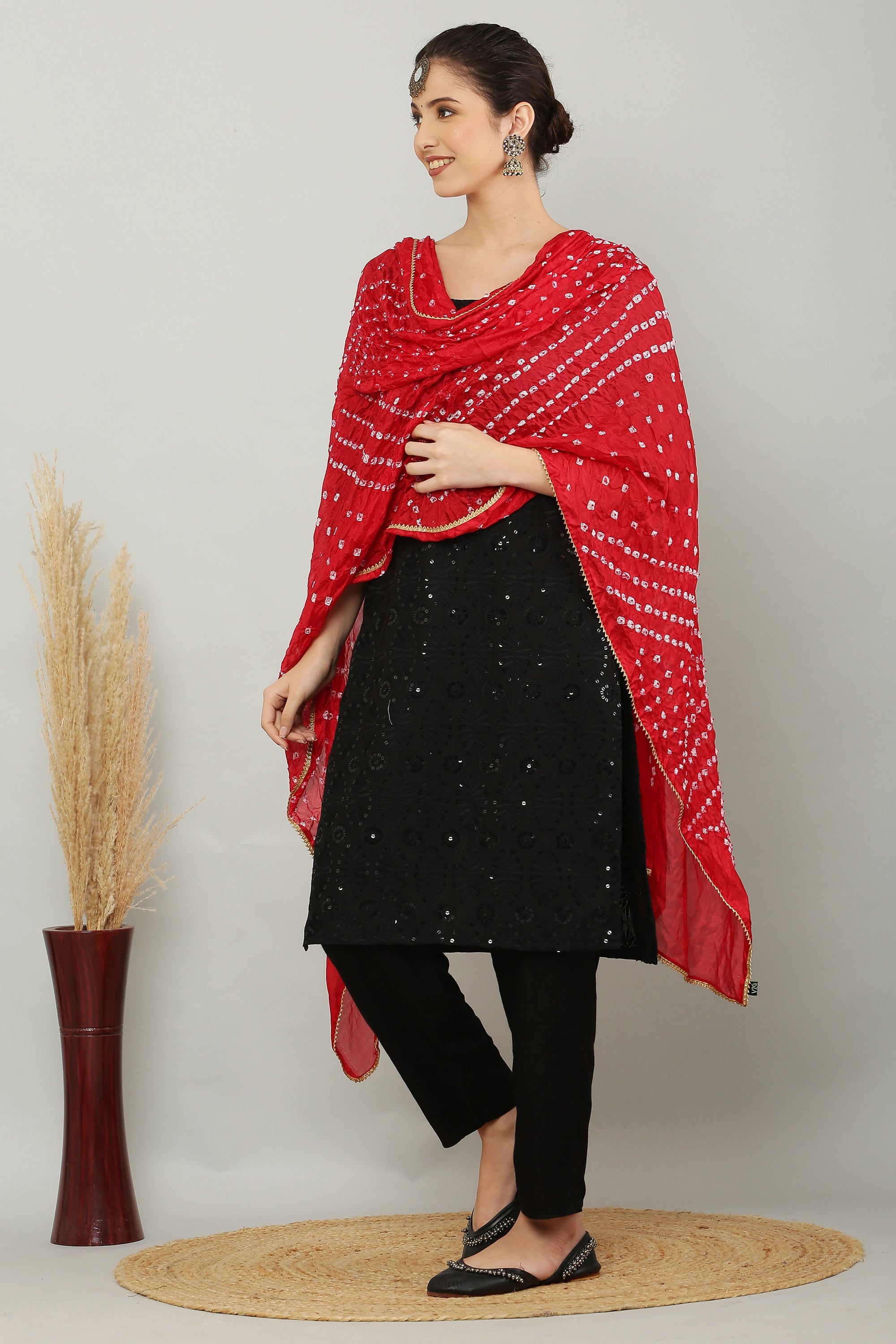 Dupatta-Bandhani Beauties - Red