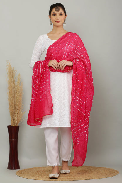 Dupatta-Bandhani Beauties - Hot Pink