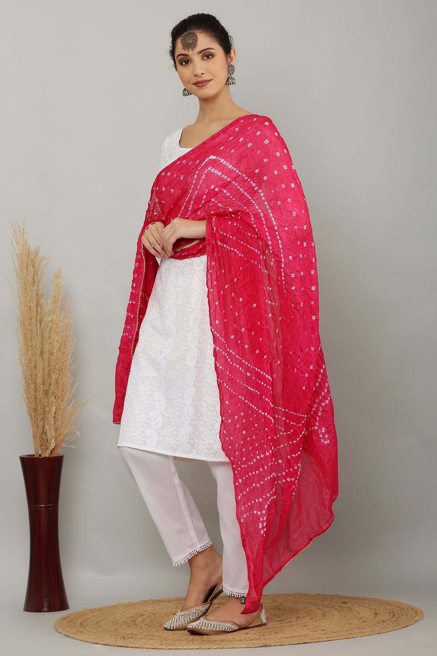 Dupatta-Bandhani Beauties - Hot Pink