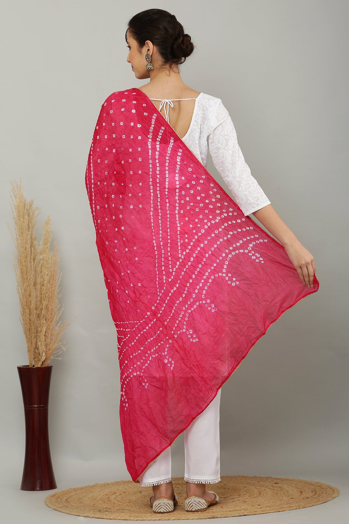 Dupatta-Bandhani Beauties - Hot Pink