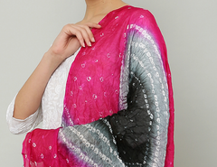 Dupatta-Kesariya -Pink n Black Dupatta