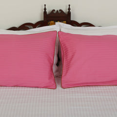 Pillow Cover-Plain Color-Dark Pink with Piping- Pair